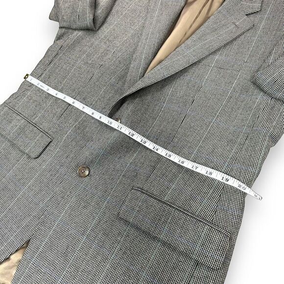 CHAPS Sports Coat Mens 40R Brown Windowpane‎ Lambswool Blazer - Picture 8 of 12